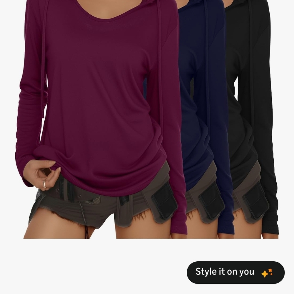 Elegant Long Sleeve Women's Top - Deep Purple, Navy, and Black